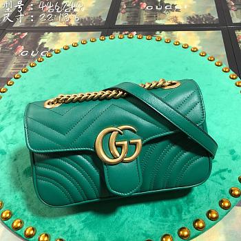 Forubags Gucci GG Marmont Matelassé Shoulder Bag 446744 Green 22cm