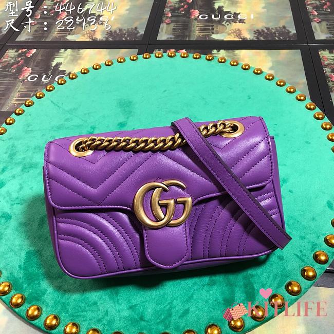 Forubags Gucci GG Marmont Matelassé Shoulder Bag 446744 Purple 22cm - 1