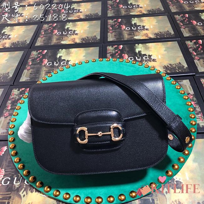 Forubags Gucci 1955 Horsebit Small Shoulder Bag 25cm Black Leather - 1