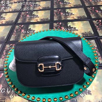 Forubags Gucci 1955 Horsebit Small Shoulder Bag 25cm Black Leather