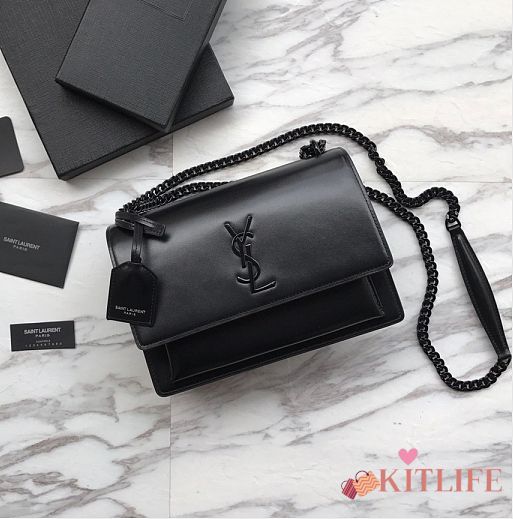 Forubags YSL All Black Smooth Leather Sunset #441971 - 1