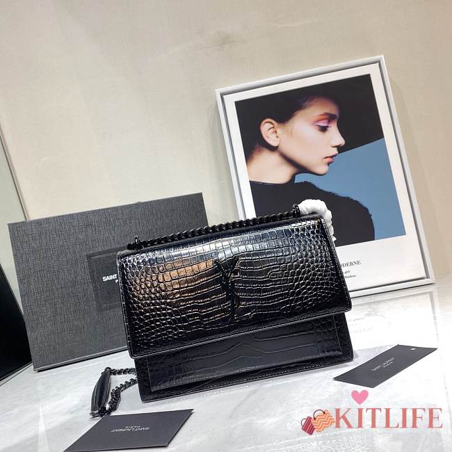 Forubags YSL All Black Crocodile Leather Sunset bag - 1