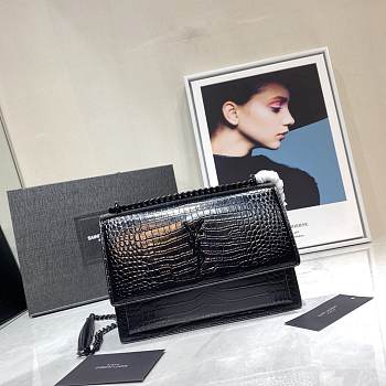 Forubags YSL All Black Crocodile Leather Sunset bag