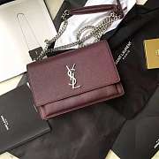 Forubags YSL calfskin leather Sunset Bag In Burgundy 22cm - 1