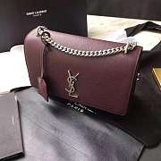 Forubags YSL calfskin leather Sunset Bag In Burgundy 22cm - 6