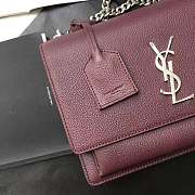 Forubags YSL calfskin leather Sunset Bag In Burgundy 22cm - 3