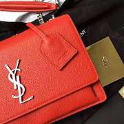 Forubags YSL calfskin leather Sunset Bag In Red 22cm - 5