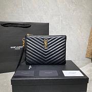 Saint Laurent YSL Chevron Clutch Bag 24cm Gold Hardware Calfskin Leather - 1