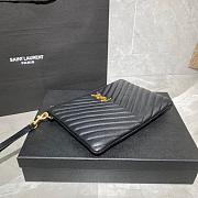 Saint Laurent YSL Chevron Clutch Bag 24cm Gold Hardware Calfskin Leather - 6