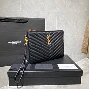 Saint Laurent YSL Chevron Clutch Bag 24cm Gold Hardware Calfskin Leather - 5