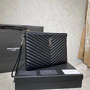 Saint Laurent YSL Chevron Clutch Bag 30cm Silver Hardware Calfskin Leather - 6