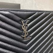 Saint Laurent YSL Chevron Clutch Bag 30cm Silver Hardware Calfskin Leather - 4