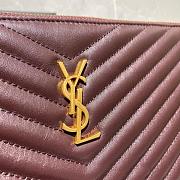 Saint Laurent YSL Chevron Clutch Bag 30cm Gold Hardware Burgundy Calfskin Leather - 2