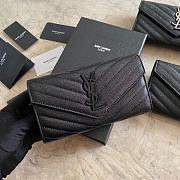 Saint Laurent Chevron Caviar Leather Black Hardware Wallet - 1