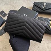 Saint Laurent Chevron Caviar Leather Black Hardware Wallet - 3