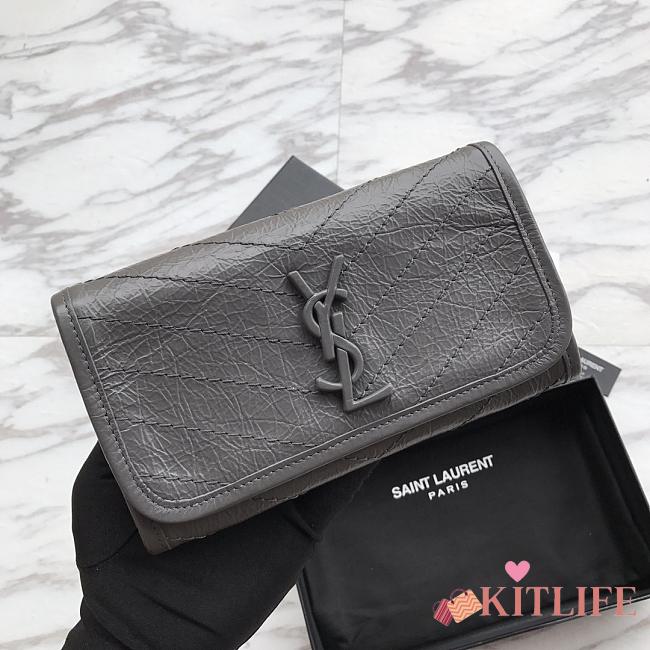 Saint Laurent YSL NIKI Dark Grey Wallet - 1