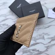 YSL Card Holder Beige Caviar Leather Silver Hardware - 2