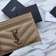 YSL Card Holder Beige Caviar Leather Silver Hardware - 6