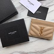 YSL Card Holder Beige Caviar Leather Gold Metal - 6