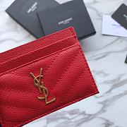 YSL Card Holder Red Caviar Leather Gold Hardware - 2