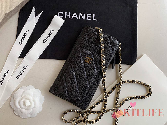 CHANEL PHONE BLACK BAG - 1