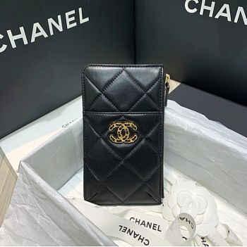 CHANEL 19 PHONE AND CARD HOLDER IN BLACK