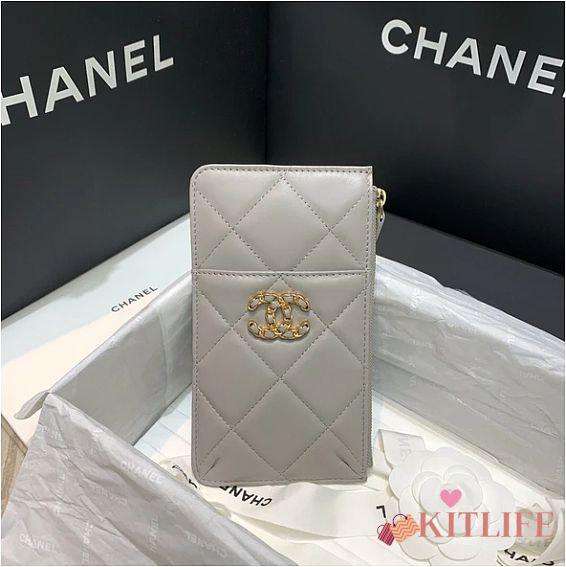 CHANEL 19 PHONE AND CARD HOLDER IN GREY - 1