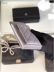 CHANEL PHONE CARD HOLDER IN GREY LAMBSKIN LEATHER - 5