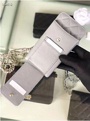 CHANEL PHONE CARD HOLDER IN GREY LAMBSKIN LEATHER - 4