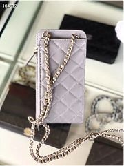 CHANEL PHONE CARD HOLDER IN GREY LAMBSKIN LEATHER - 3