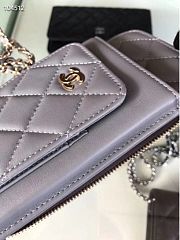 CHANEL PHONE CARD HOLDER IN GREY LAMBSKIN LEATHER - 2