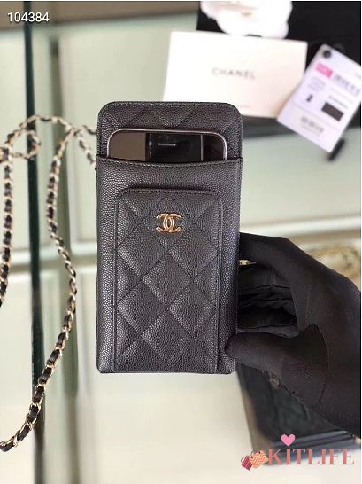 CHANEL PHONE CARD HOLDER IN BLACK - 1