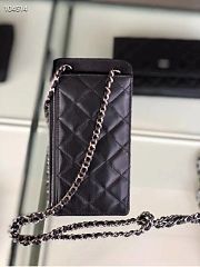 CHANEL PHONE CARD HOLDER IN BLACK LAMBSKIN LEATHER - 5