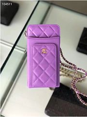 CHANEL PHONE CARD HOLDER IN PURPLE LAMBSKIN LEATHER - 1