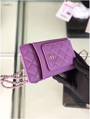 CHANEL PHONE CARD HOLDER IN PURPLE LAMBSKIN LEATHER - 2