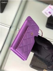 CHANEL PHONE CARD HOLDER IN PURPLE LAMBSKIN LEATHER - 4