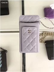 CHANEL PHONE CARD HOLDER IN GREY CAVAIR LEATHER - 1