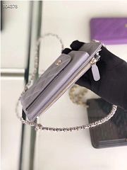 CHANEL PHONE CARD HOLDER IN GREY CAVAIR LEATHER - 5
