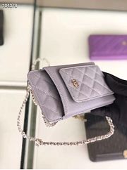 CHANEL PHONE CARD HOLDER IN GREY CAVAIR LEATHER - 4