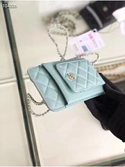 CHANEL PHONE CARD HOLDER IN BLUE LAMBSKIN LEATHER - 6