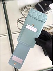 CHANEL PHONE CARD HOLDER IN BLUE LAMBSKIN LEATHER - 3