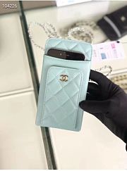 CHANEL PHONE CARD HOLDER IN BLUE LAMBSKIN LEATHER - 4