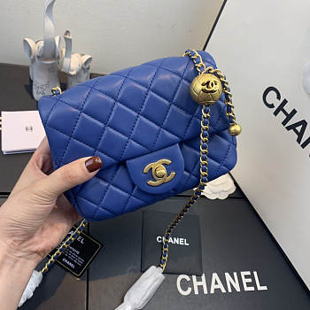 CHANEL FLAP BAG #AS1786 17CM BLUE