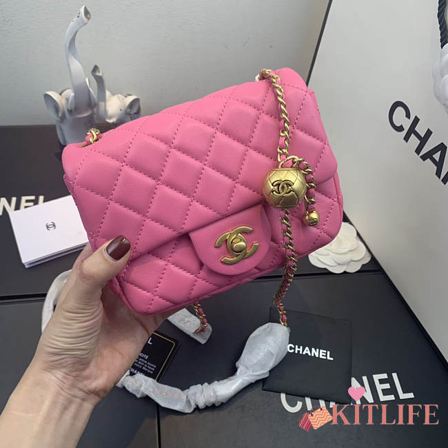 CHANEL FLAP BAG #AS1786 17CM PINK - 1