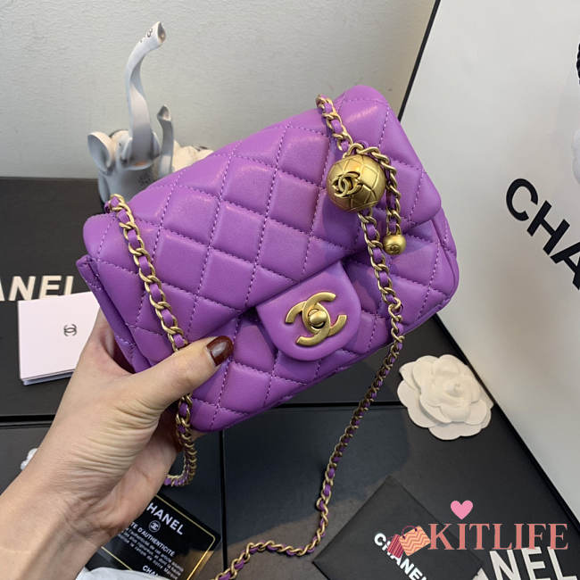 CHANEL FLAP BAG #AS1786 17CM PURPLE - 1