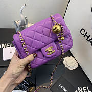 CHANEL FLAP BAG #AS1786 17CM PURPLE - 1