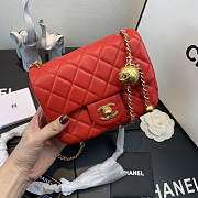 CHANEL FLAP BAG #AS1786 17CM RED - 1