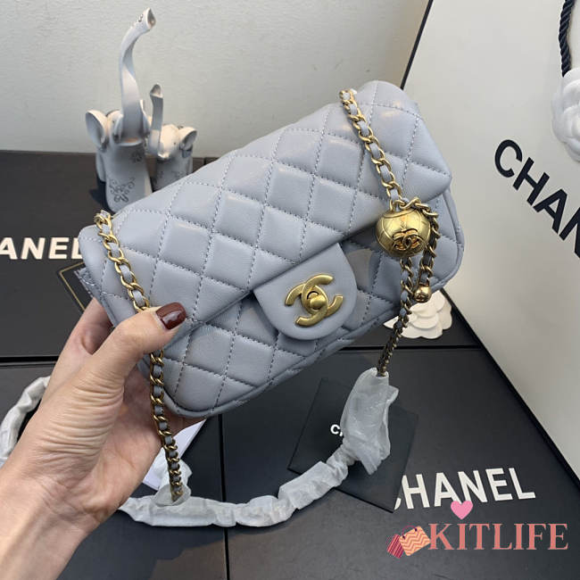 CHANEL FLAP BAG 20CM GREY - 1