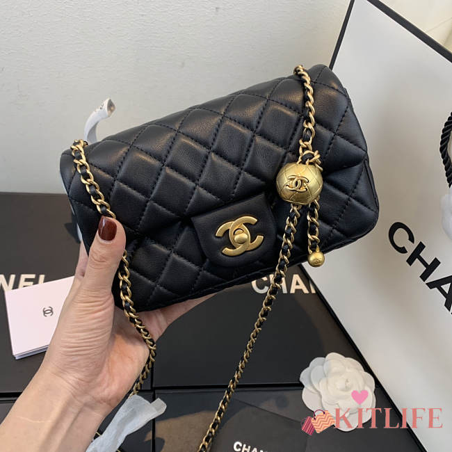 CHANEL FLAP BAG 20CM BLACK - 1