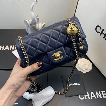 CHANEL FLAP BAG 20CM ROYAL BLUE